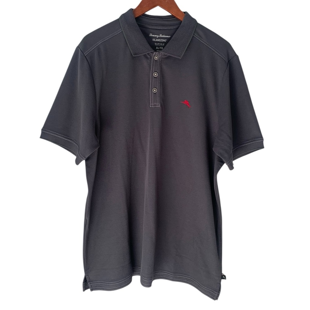Tommy Bahama Islandzone Supima Charcoal Grey Polo Shirt Men Size XL